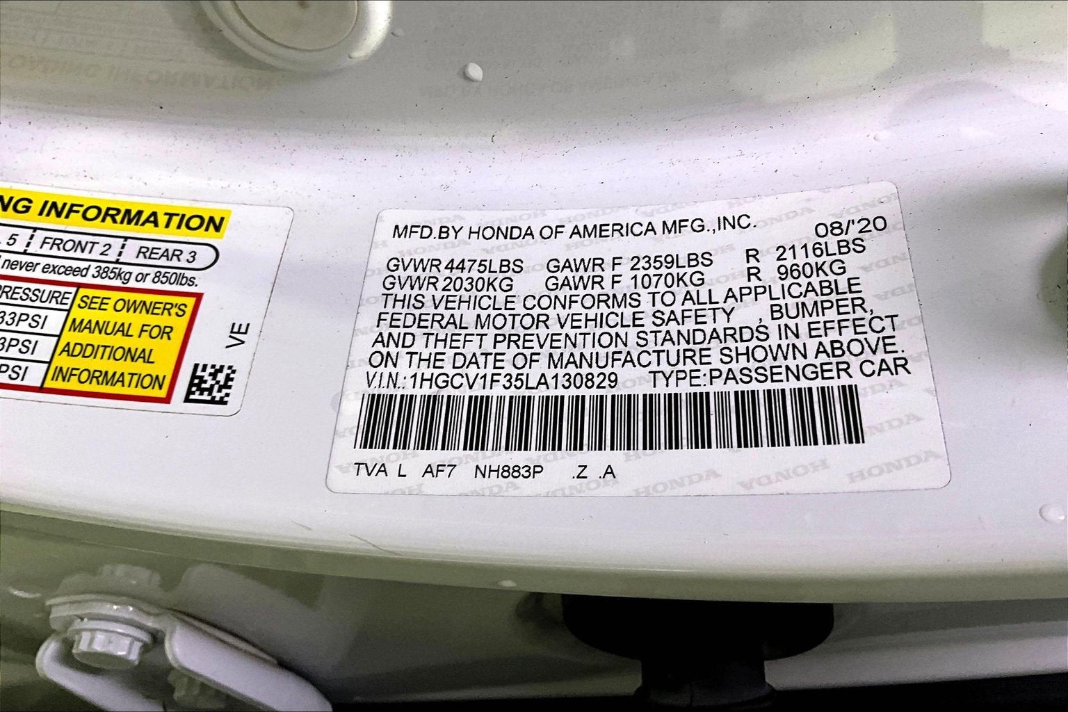 2020 Honda Accord Sedan Sport