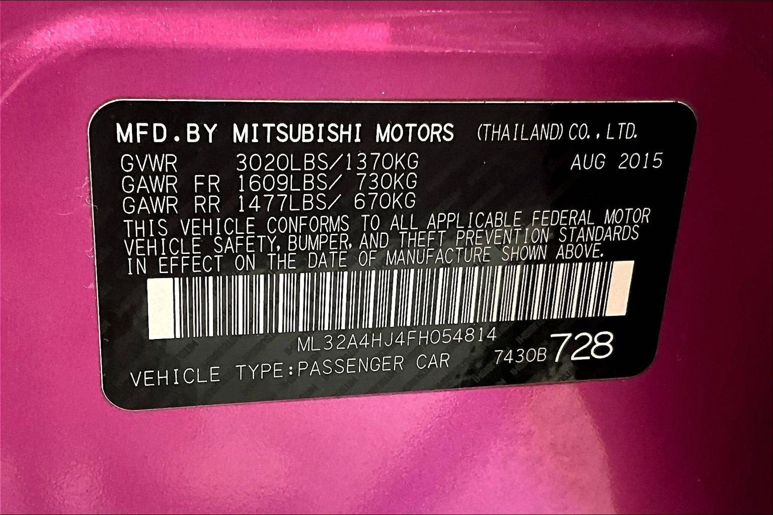 2015 Mitsubishi Mirage ES